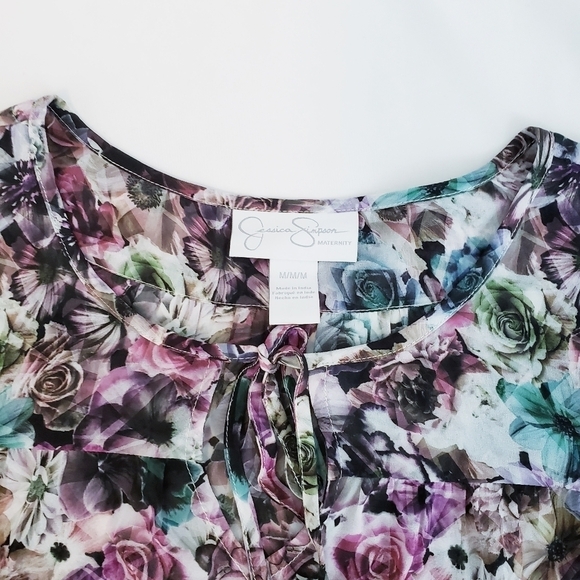 NWOT Jessica Simpson Maternity Floral Semi Sheer Peasant Blouse - Picture 10 of 11